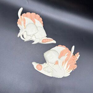 Vintage Fish Wall Hanging Bathroom Decor 80s Burwood USA Peach Pink Plastic 2882